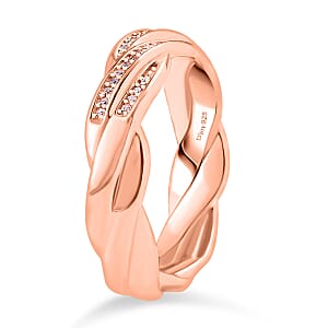 D'Joy Natural Pink Diamond I3 0.10 ctw Flowing Waves Ring in 18K Vermeil Rose Gold Over Sterling Silver (Size 5.0)