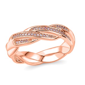 D'Joy Natural Pink Diamond I3 0.10 ctw Flowing Waves Ring in 18K Vermeil Rose Gold Over Sterling Silver (Size 7.0)