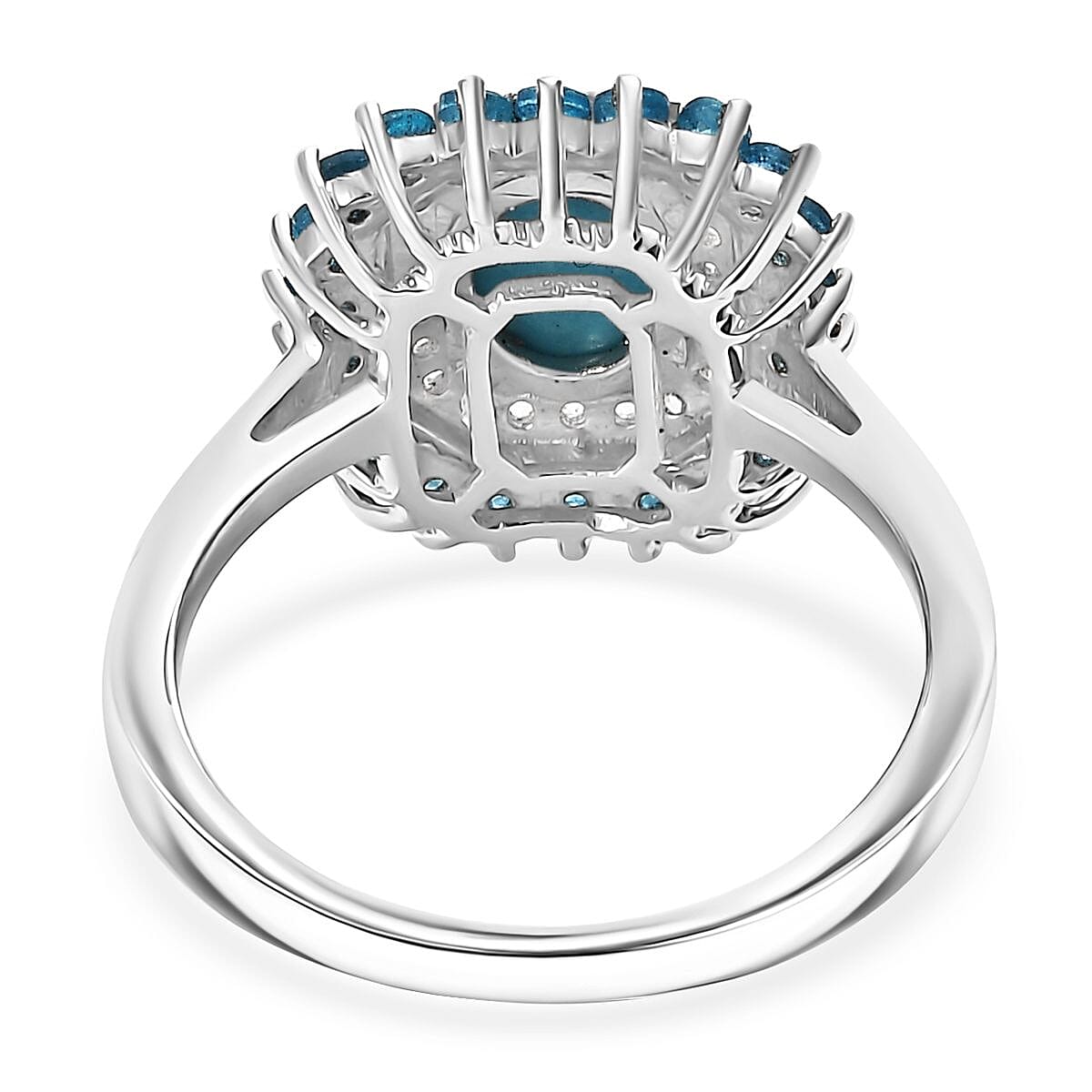 D'Joy Premium Sleeping Beauty Turquoise and Multi Gemstone 1.90 ctw Ring in Rhodium Over Sterling Silver (Size 8.0) image number 4