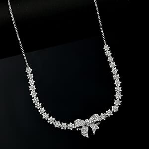 Luxuriant Lab Grown Diamond G-H SI 3.00 ctw Love Knot Necklace in Rhodium Over Sterling Silver 20 Inches