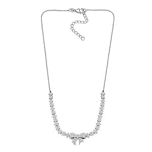 Luxuriant Lab Grown Diamond G-H SI 3.00 ctw Love Knot Necklace in Rhodium Over Sterling Silver 20 Inches