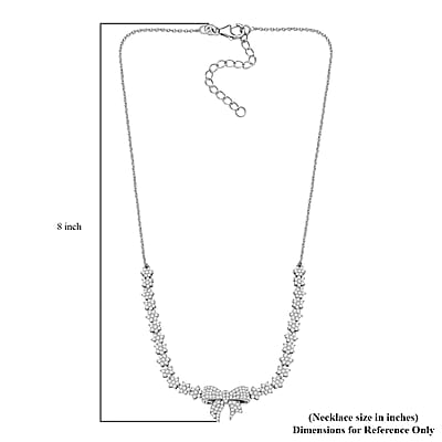 Luxuriant Lab Grown Diamond G-H SI 3.00 ctw Love Knot Necklace in Rhodium Over Sterling Silver 20 Inches
