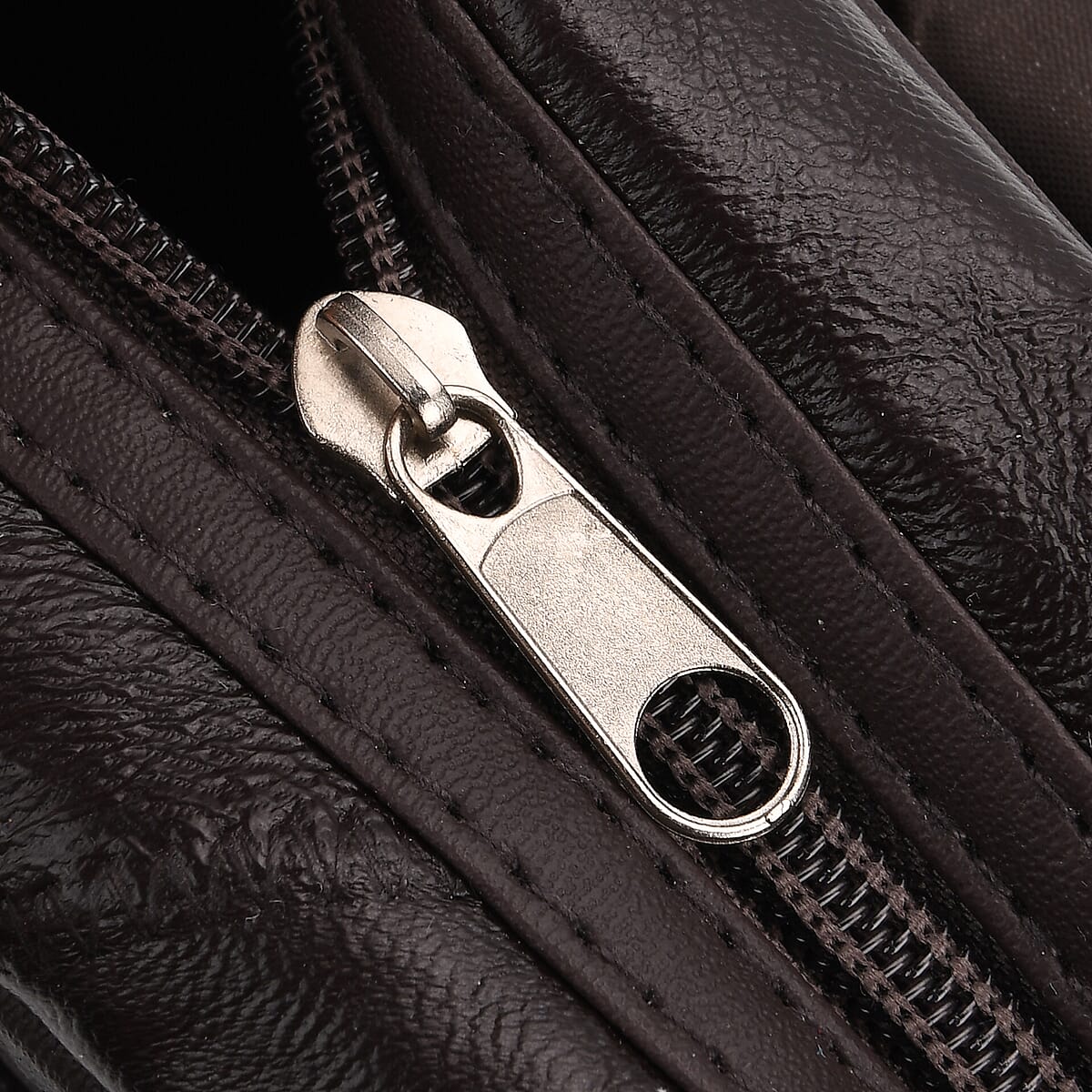 Black Patchwork Sheep Leather Crossbody Bag (9.8"x9.8"x3.5") with Adjustable Shoulder Strap image number 6