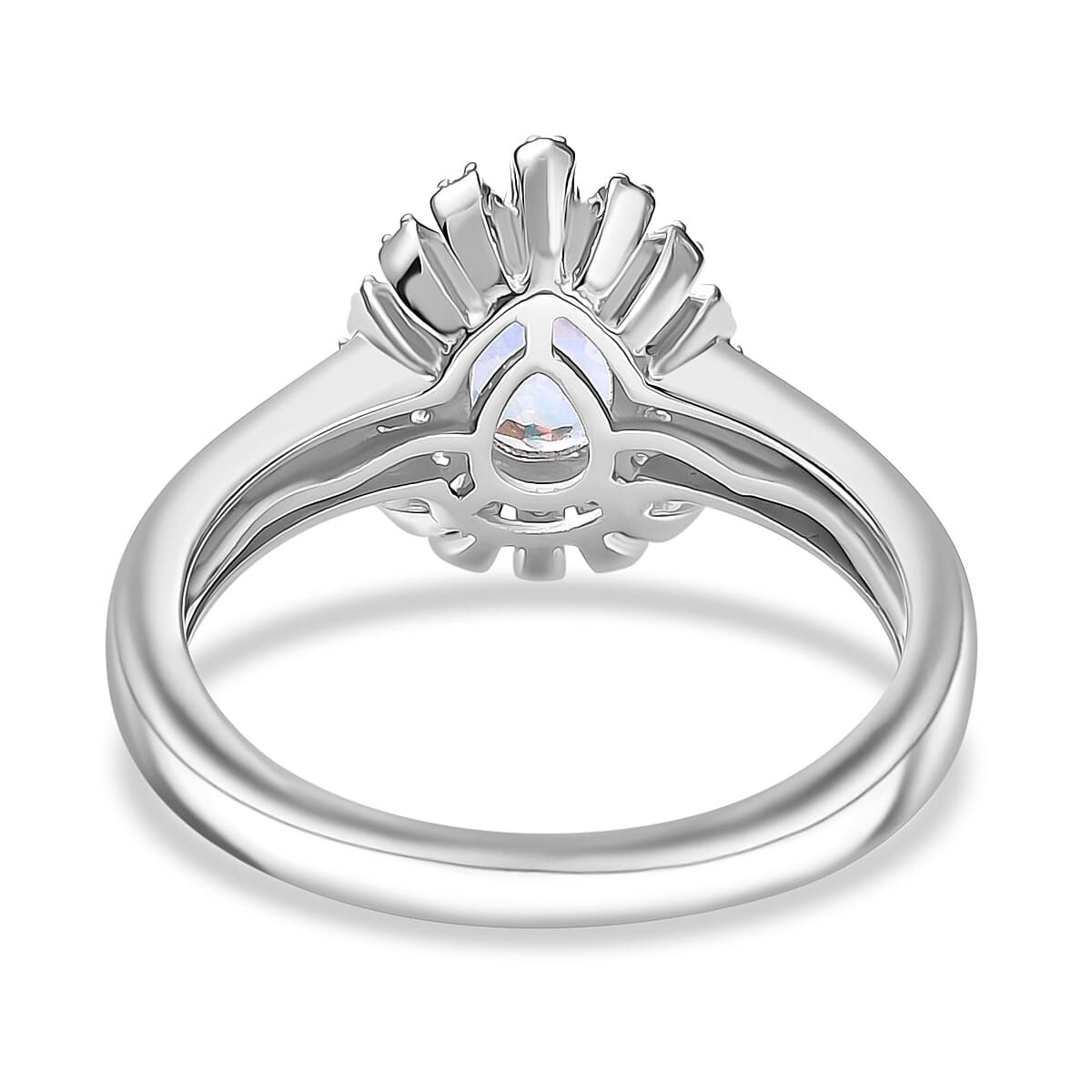 D'Joy Mercury Mystic Topaz and White Zircon 1.30 ctw Snowflake Ring in Rhodium Over Sterling Silver (Size 8.0)