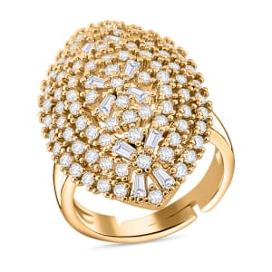 Simulated Diamond Adjustable Ring in Goldtone (Size 6.5-9) 2.00 Carat Total Weight