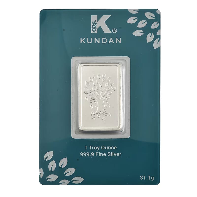 Kundan 999.9 Fine Silver One Troy Ounce Bullion Tree of Life Bar 31.10 Grams