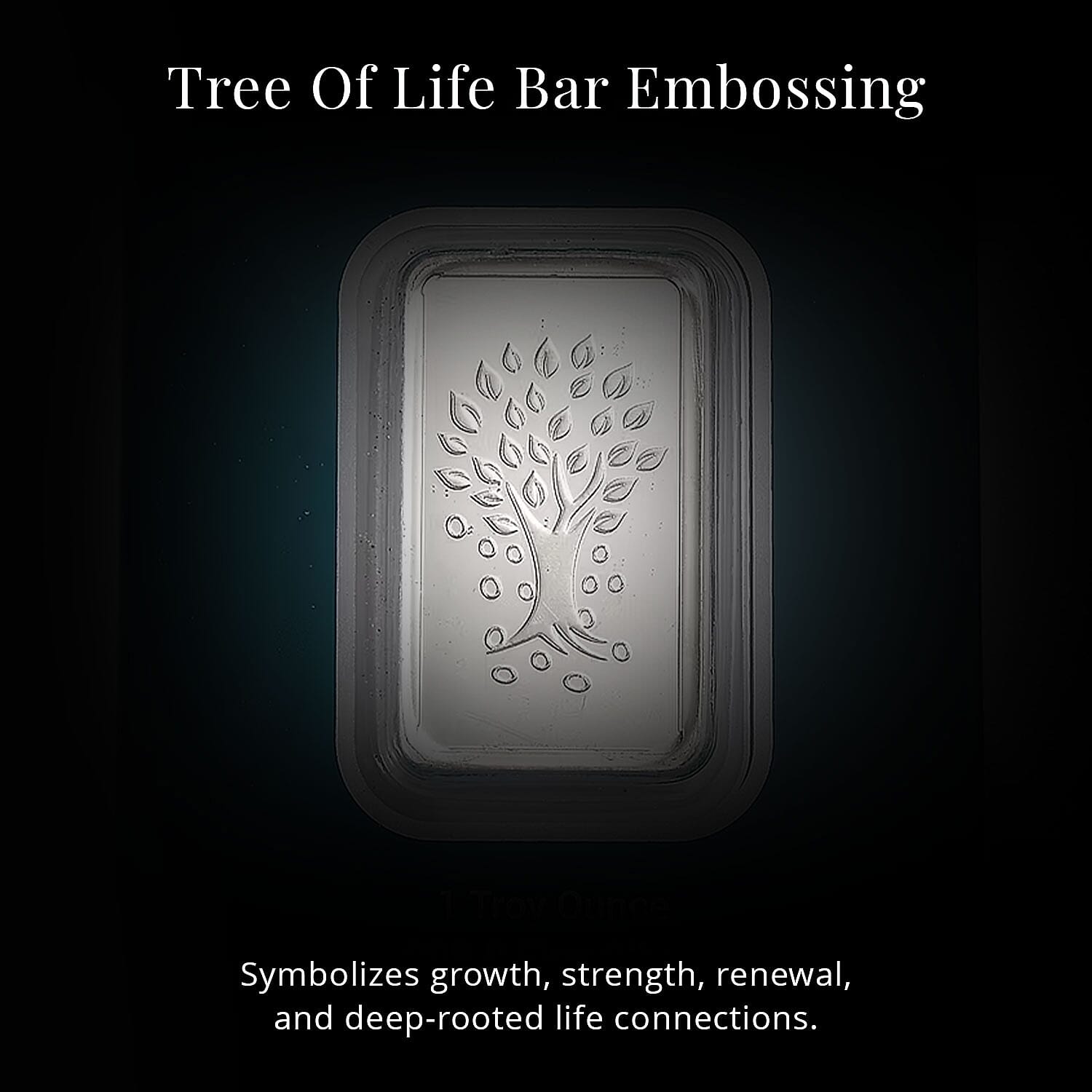 Kundan 999.9 Fine Silver One Troy Ounce Bullion Tree of Life Bar 31.10 Grams