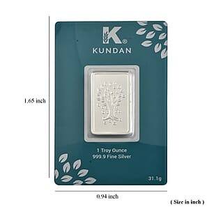  Kundan 999.9 Fine Silver One Troy Ounce Bullion Tree of Life Bar 31.10 Grams