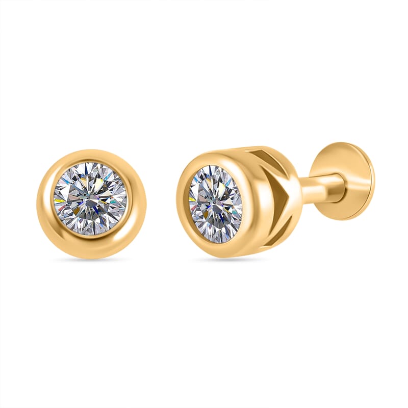 Moissanite 0.50 ctw Stud Earrings in Yellow Gold Over Sterling Silver
