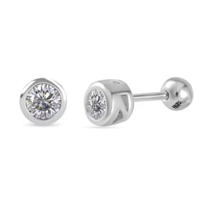 Poke Free Moissanite 0.50 ctw Stud Earrings in Rhodium Over Sterling Silver 