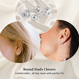 Poke Free Moissanite 0.50 ctw Stud Earrings in Rhodium Over Sterling Silver 