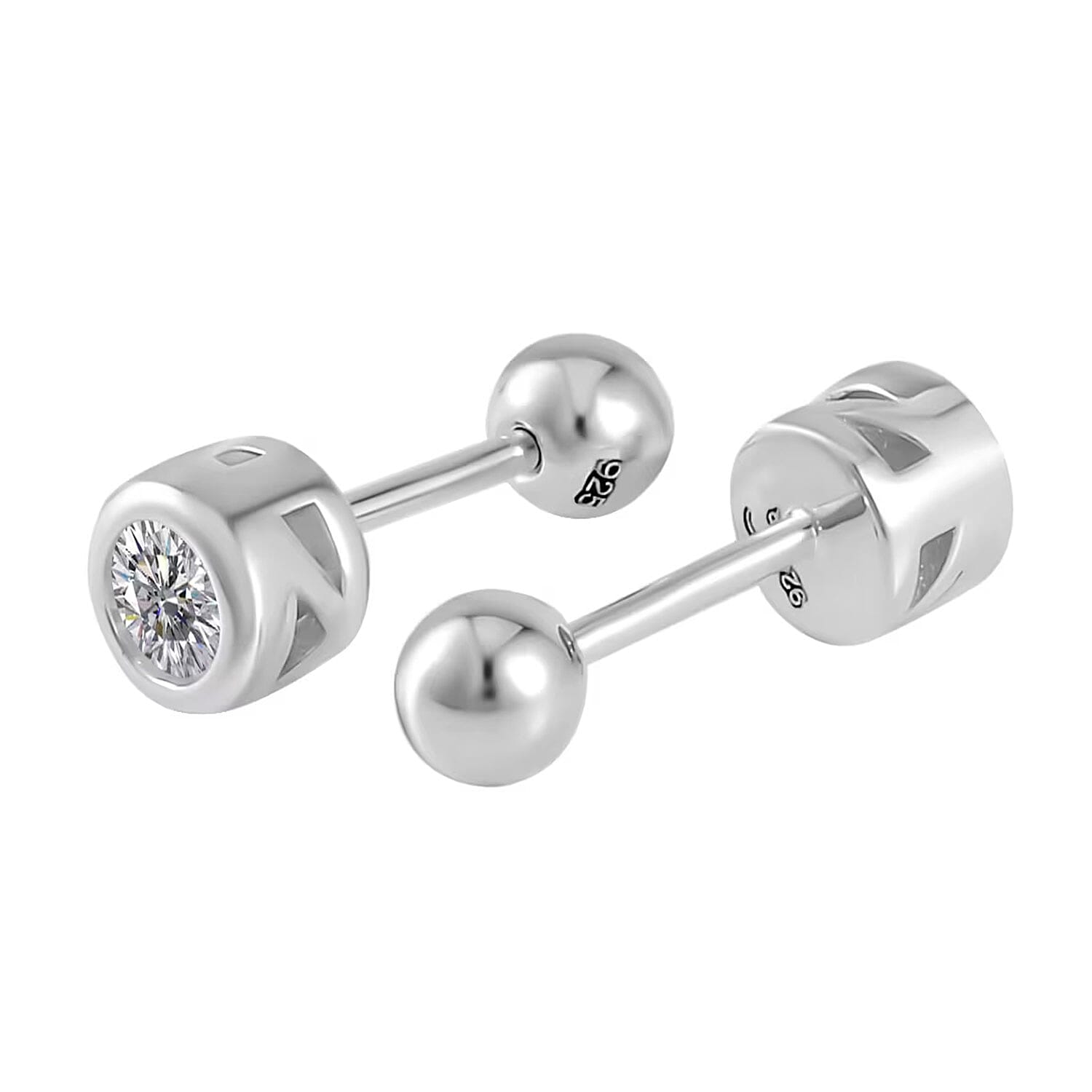 Poke Free Moissanite 0.50 ctw Stud Earrings in Rhodium Over Sterling Silver 