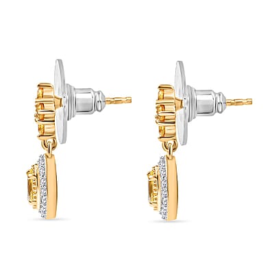 D'Joy Premium Madagascar Yellow Sapphire and White Zircon 1.75 ctw Dangle Earrings in 18K Vermeil YG Over Sterling Silver