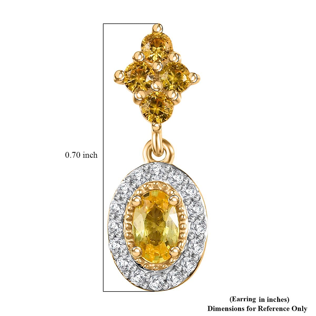 D'Joy Premium Madagascar Yellow Sapphire and White Zircon 1.75 ctw Dangle Earrings in 18K Vermeil YG Over Sterling Silver