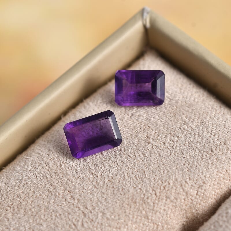 AA African Amethyst Set of 2 (Oct 7x5 mm) 1.56 ctw Loose Gemstone