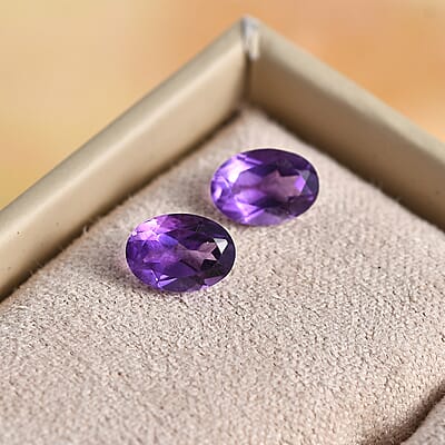 African Amethyst Set of 2 (Ovl 7x5 mm) 1.34 ctw Loose Gemstone