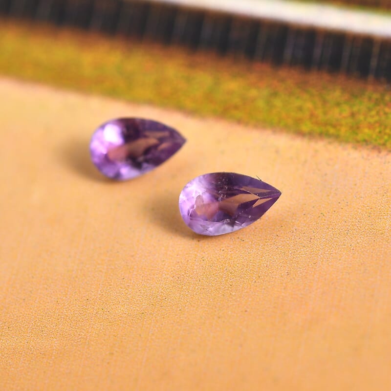 African Amethyst Set of 2 (Pear 5x3 mm) 0.38 ctw Loose Gemstone