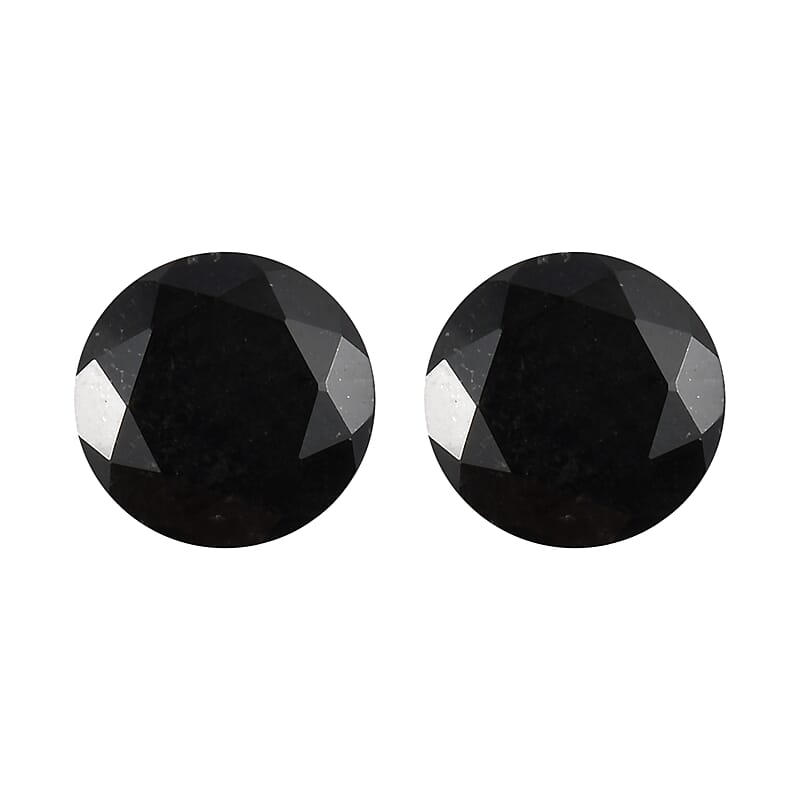 Australian Black Tourmaline Set of 2 (Rnd 6 mm) 1.65 ctw Loose Gemstone