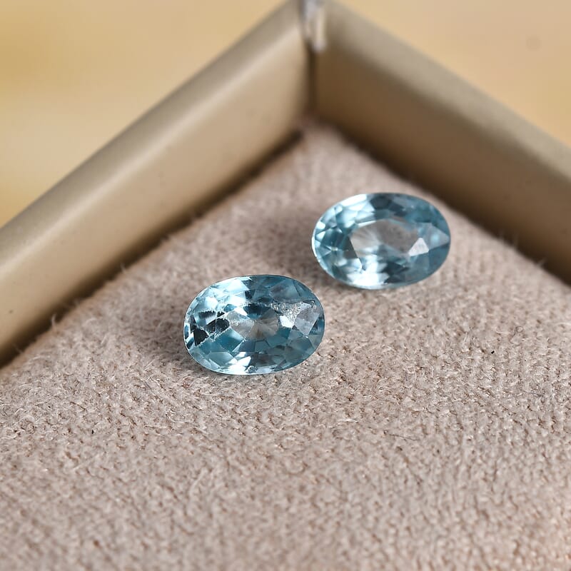 Blue Zircon Set of 2 (Ovl 6x4 mm) 1.17 ctw Loose Gemstone
