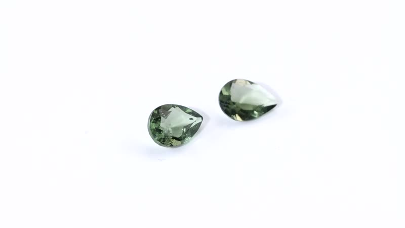 Bohemian Moldavite Set of 2 (Pear 7x5 mm) 0.95 ctw Loose Gemstone