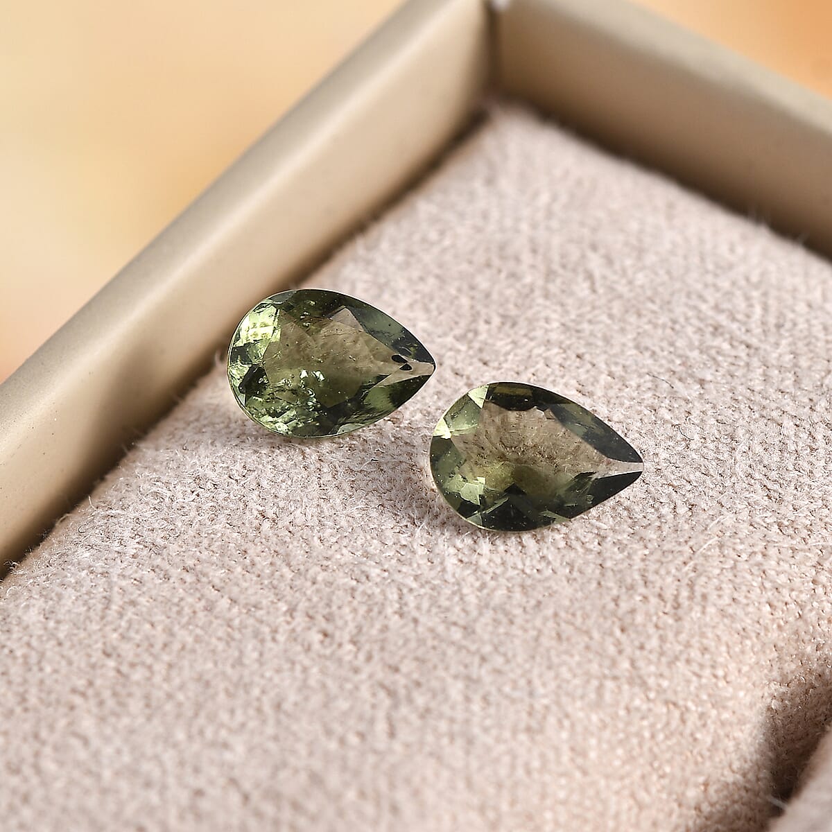 Bohemian Moldavite Set of 2 (Pear 7x5 mm) 0.95 ctw Loose Gemstone image number 1