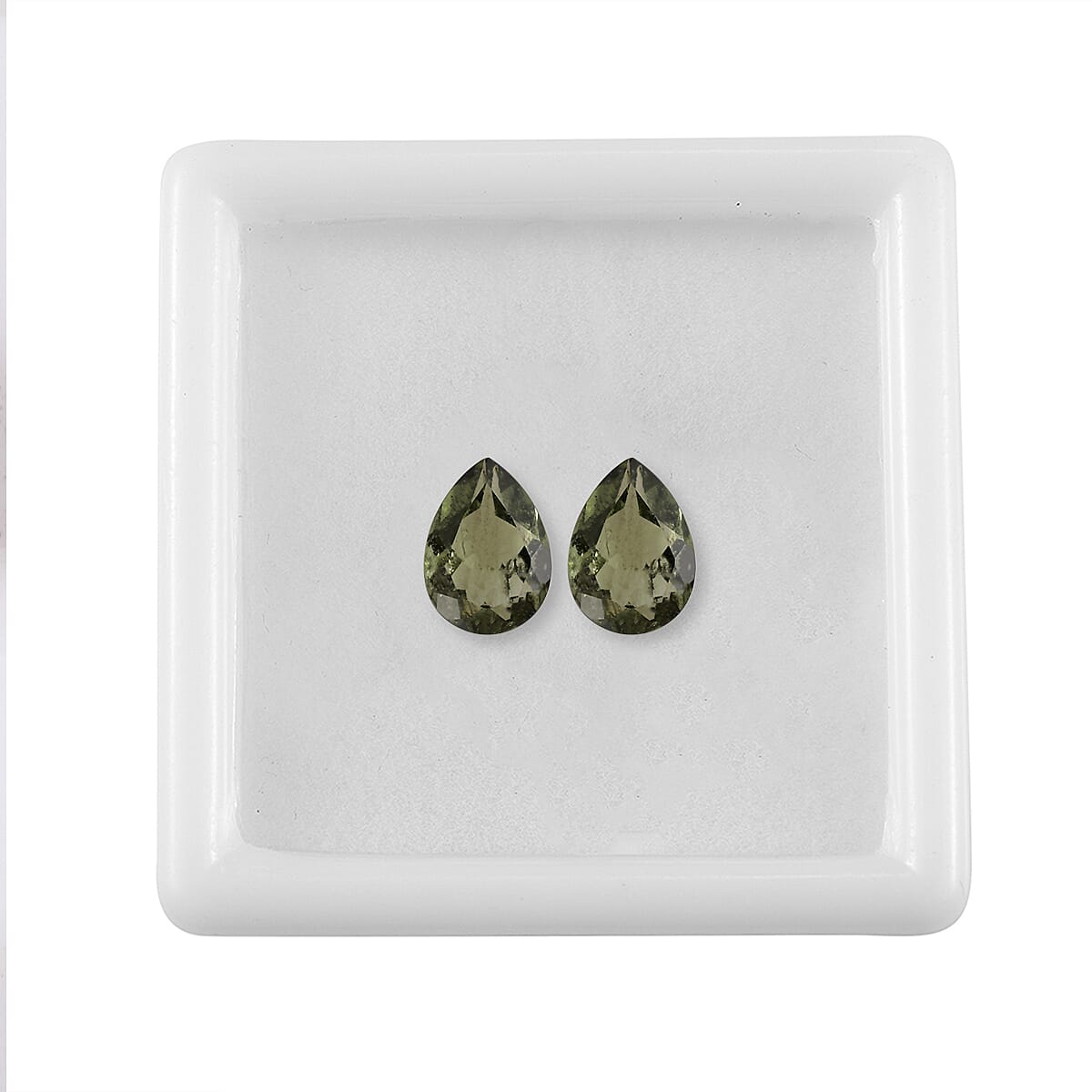 Bohemian Moldavite Set of 2 (Pear 7x5 mm) 0.95 ctw Loose Gemstone image number 3