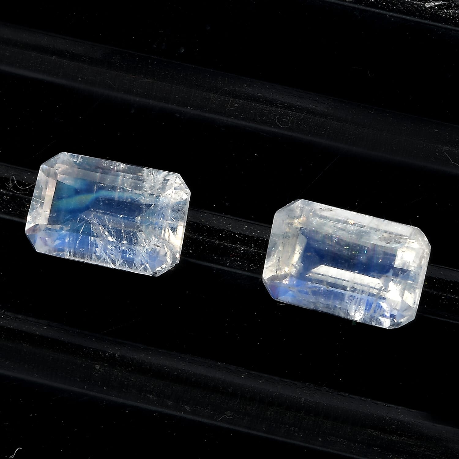 AA Rainbow Moonstone Set of 2 (Oct 6x4 mm) 0.91 ctw Loose Gemstone
