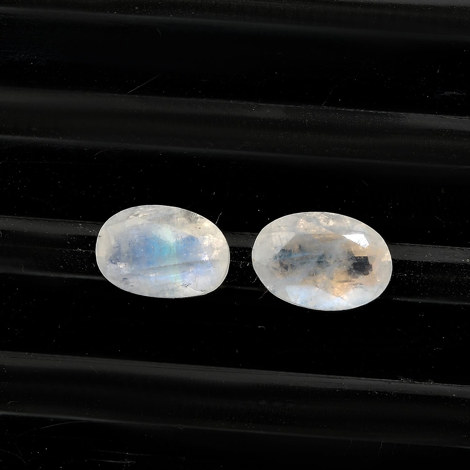 Rainbow Moonstone Set of 2 (Oval 6x4 mm) 0.85 ctw Loose Gemstone