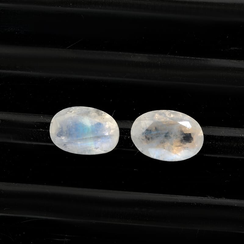 Rainbow Moonstone Set of 2 (Oval 6x4 mm) 0.85 ctw Loose Gemstone