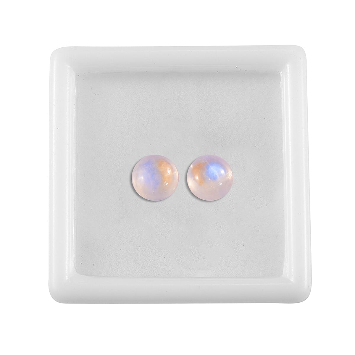 AA Rainbow Moonstone Set of 2 (Rnd 6 mm) 1.70 ctw Loose Gemstone