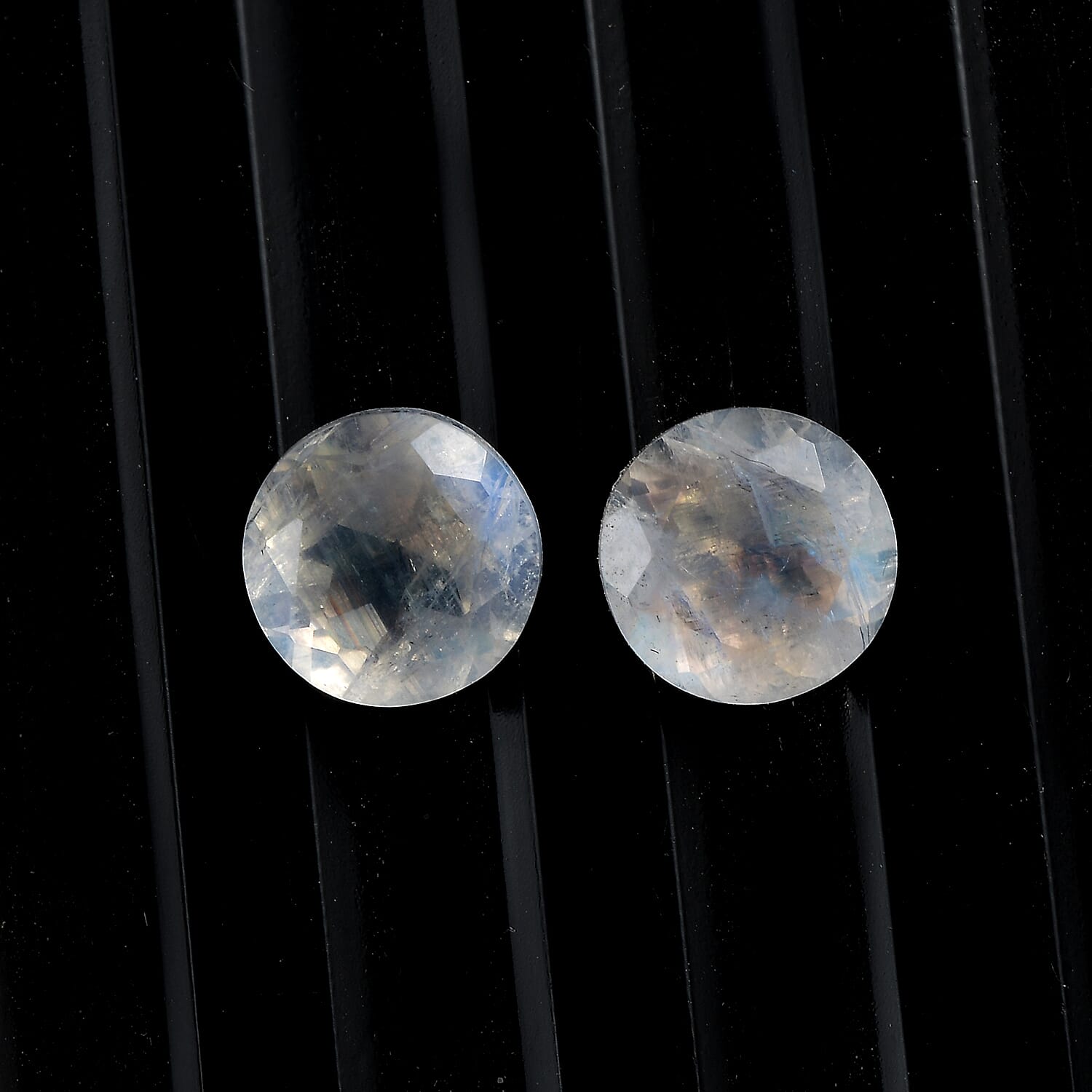 AA Rainbow Moonstone Set of 2 (Rnd 6 mm) 1.80 ctw Loose Gemstone