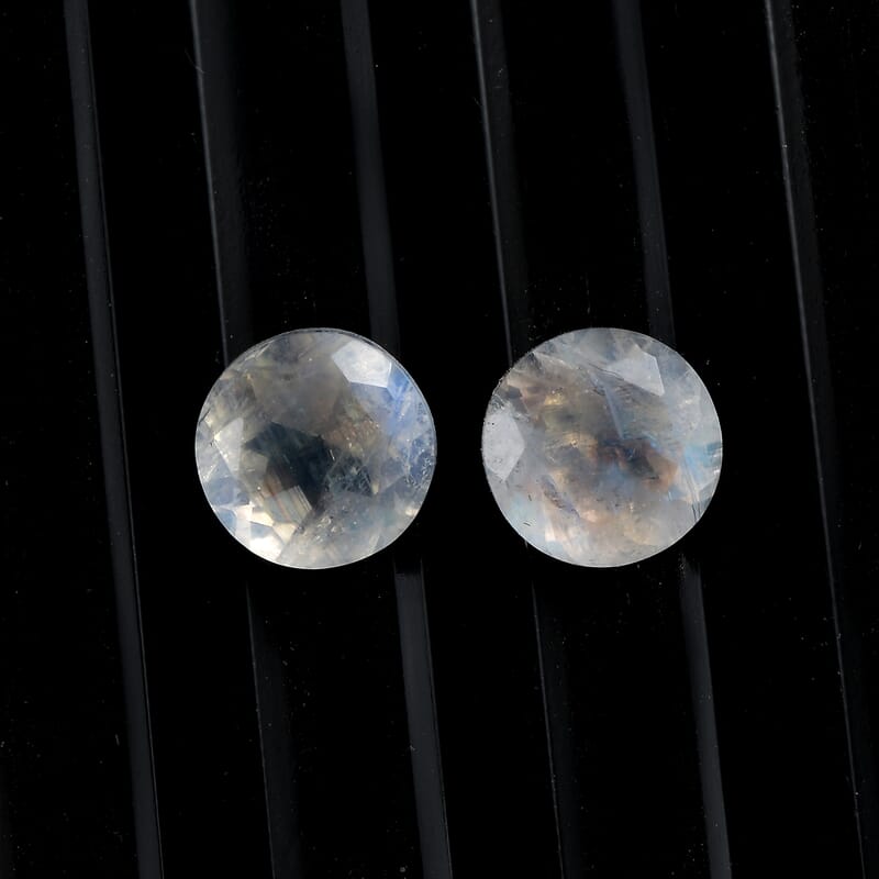 AA Rainbow Moonstone Set of 2 (Rnd 6 mm) 1.80 ctw Loose Gemstone