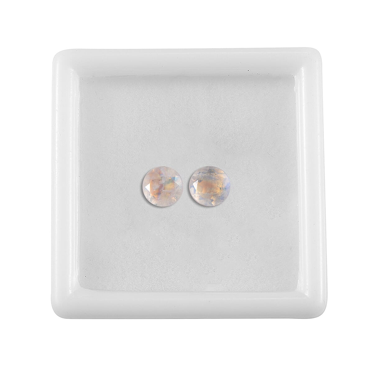 AA Rainbow Moonstone Set of 2 (Rnd 6 mm) 1.80 ctw Loose Gemstone