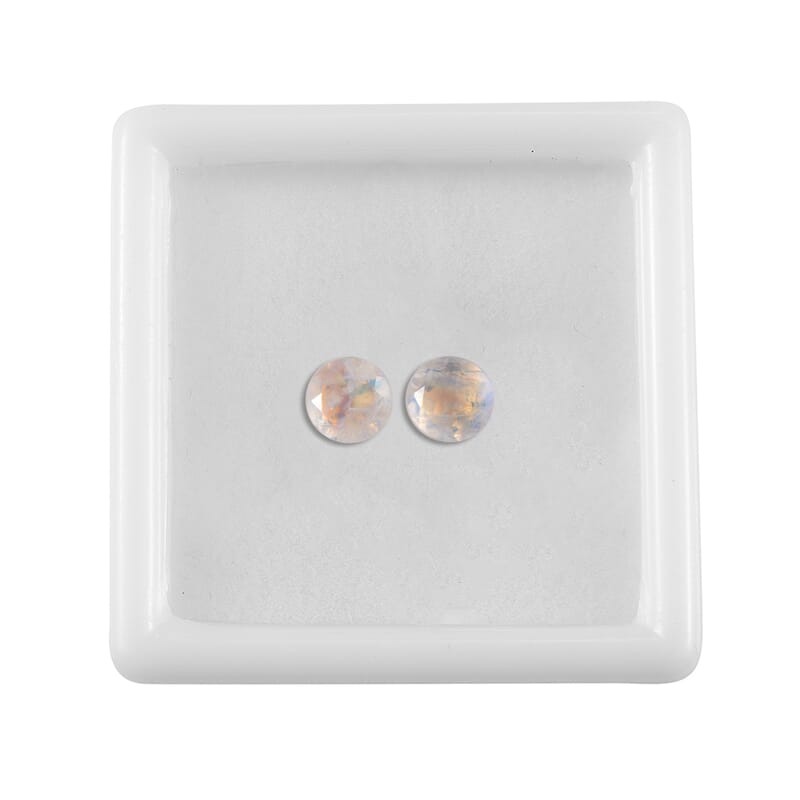 AA Rainbow Moonstone Set of 2 (Rnd 6 mm) 1.80 ctw Loose Gemstone