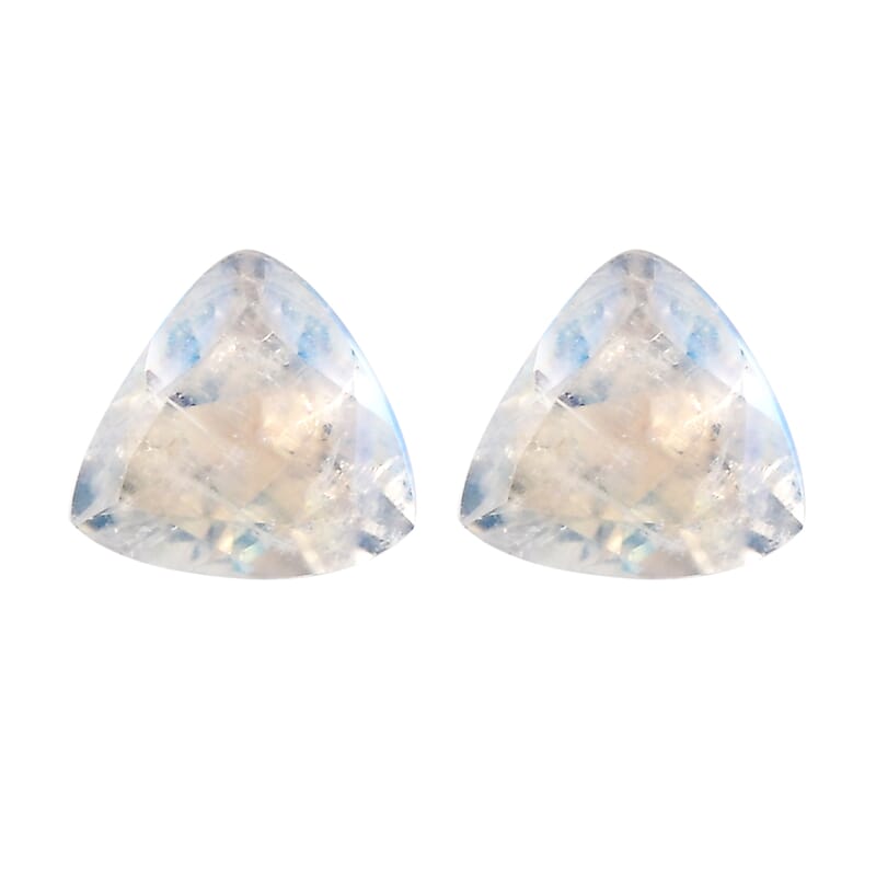 AA Rainbow Moonstone Set of 2 (Trl 5 mm) 0.81 ctw Loose Gemstone
