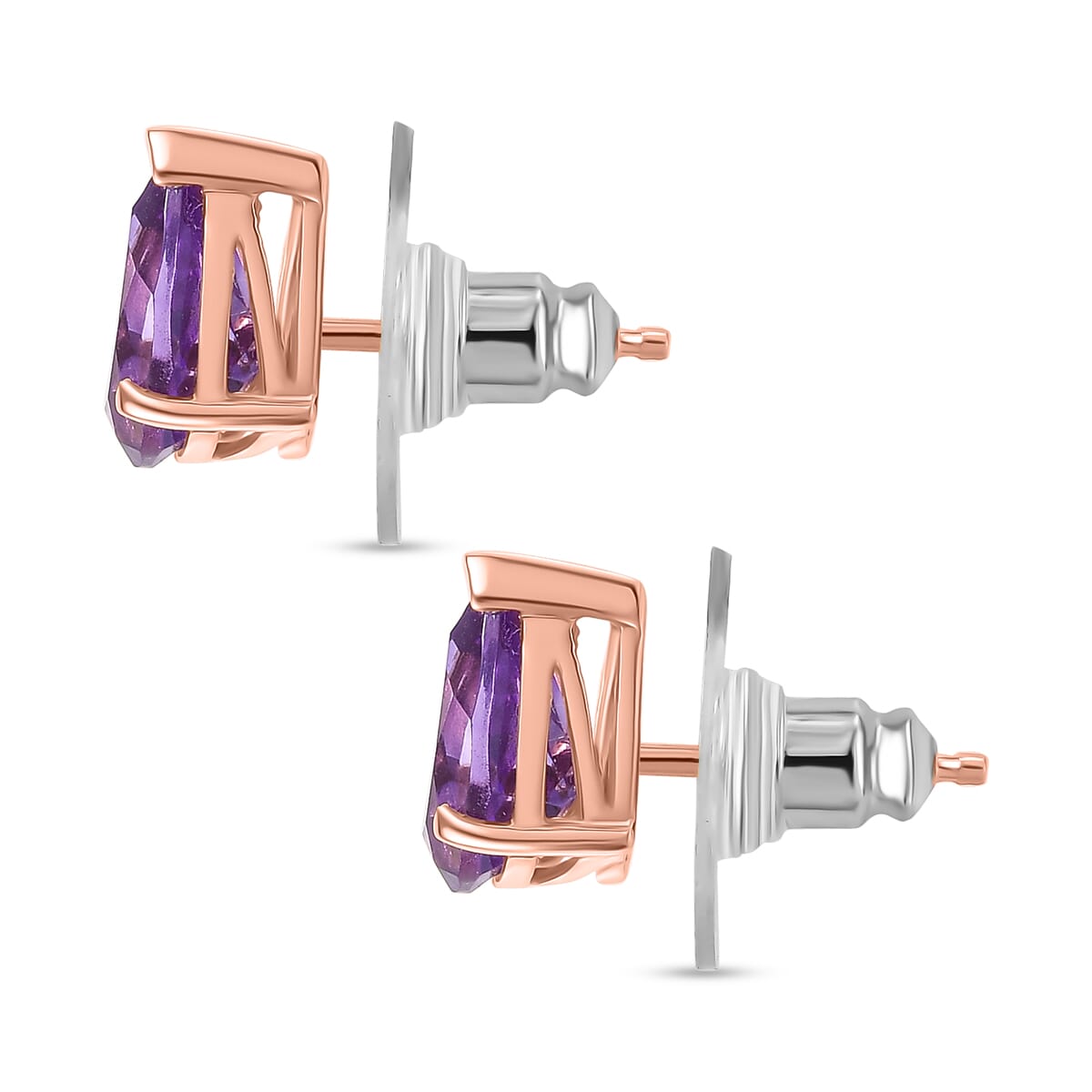 D'Joy Moroccan Rose 2.50 ctw Solitaire Stud Earrings in 18K Vermeil Rose Gold Over Sterling Silver image number 4