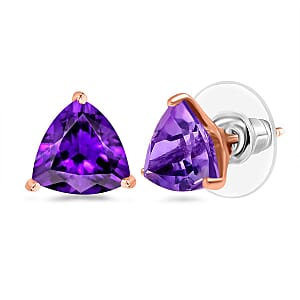 D'Joy Moroccan Rose 2.25 ctw Solitaire Stud Earrings in 18K Vermeil Rose Gold Over Sterling Silver