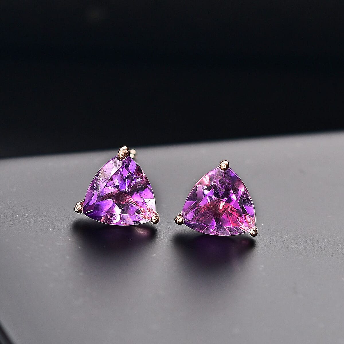 D'Joy Moroccan Rose 2.25 ctw Solitaire Stud Earrings in 18K Vermeil Rose Gold Over Sterling Silver image number 1