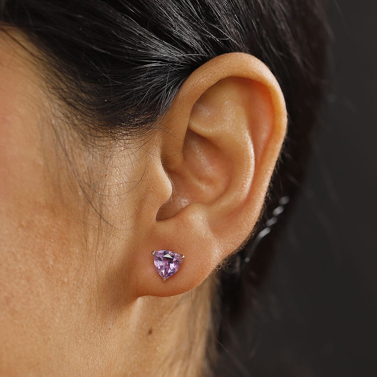 D'Joy Moroccan Rose 2.25 ctw Solitaire Stud Earrings in 18K Vermeil Rose Gold Over Sterling Silver image number 2