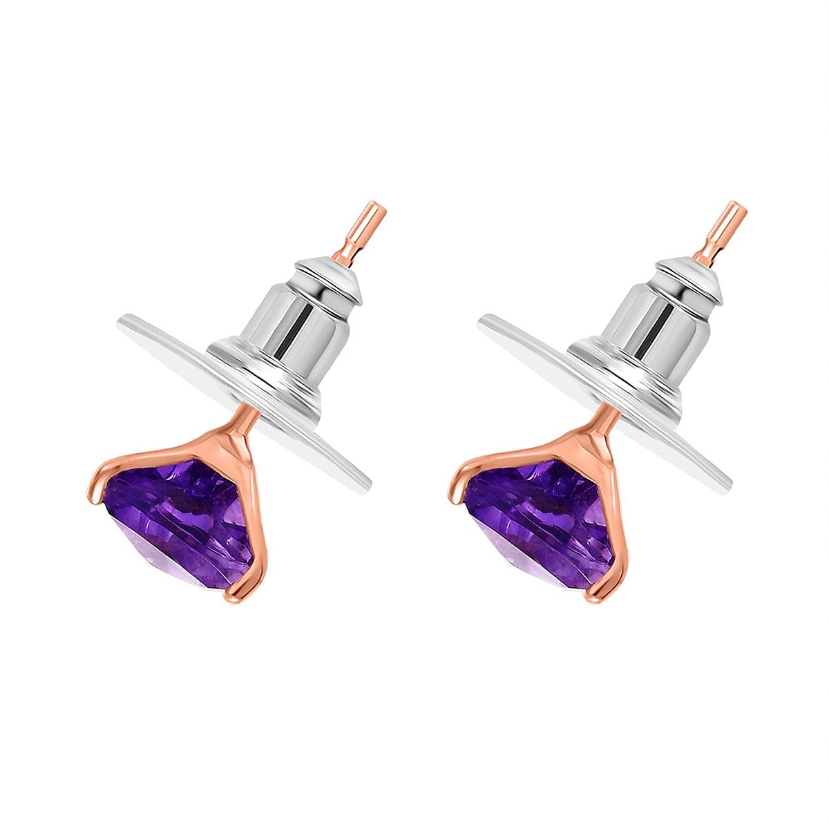 D'Joy Moroccan Rose 2.25 ctw Solitaire Stud Earrings in 18K Vermeil Rose Gold Over Sterling Silver image number 3