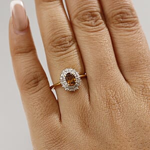 D'Joy Premium Golden Turkizite and White Diamond 1.15 ctw Sunburst Ring in 18K Vermeil Yellow Gold Over Sterling Silver (Size 8.0)
