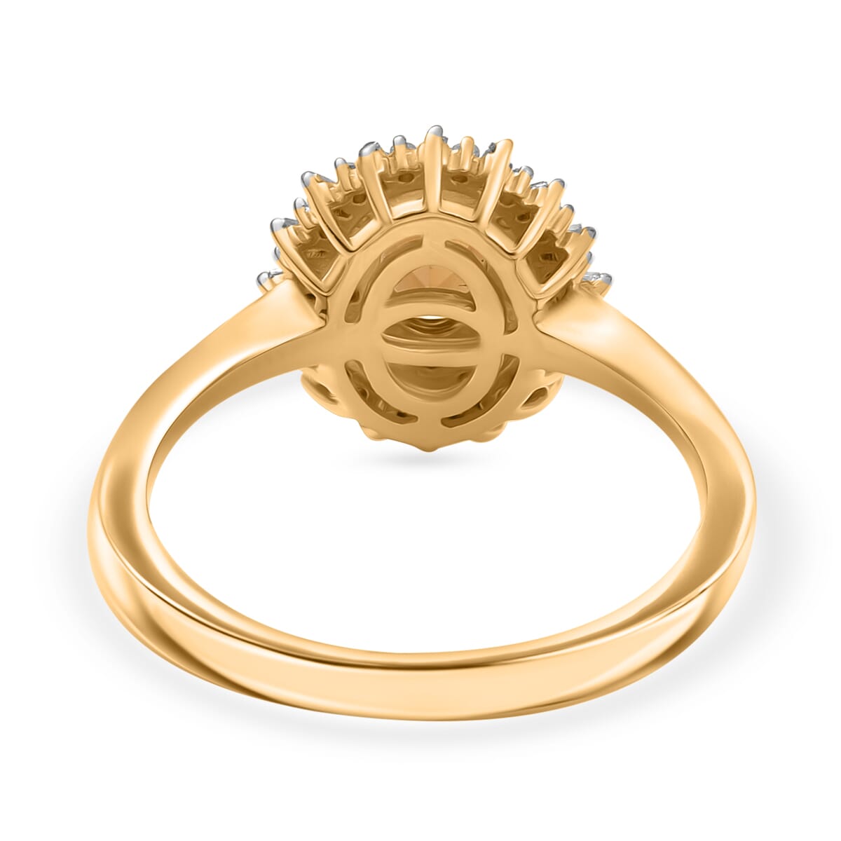 D'Joy Premium Golden Turkizite and White Diamond 1.15 ctw Sunburst Ring in 18K Vermeil Yellow Gold Over Sterling Silver (Size 8.0) image number 4