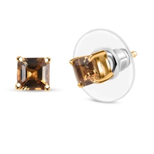 D'Joy Premium Golden Turkizite 0.80 ctw Stud Earrings in 18K Vermeil Yellow Gold Sterling Silver