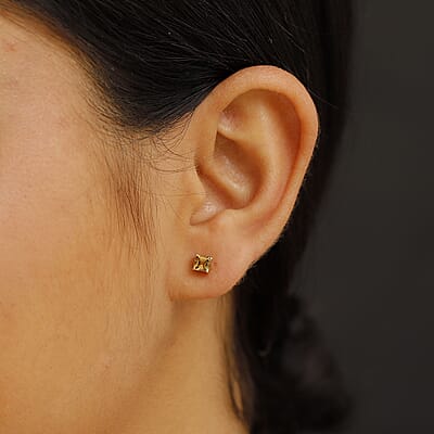 D'Joy Premium Golden Turkizite 0.80 ctw Stud Earrings in 18K Vermeil Yellow Gold Sterling Silver