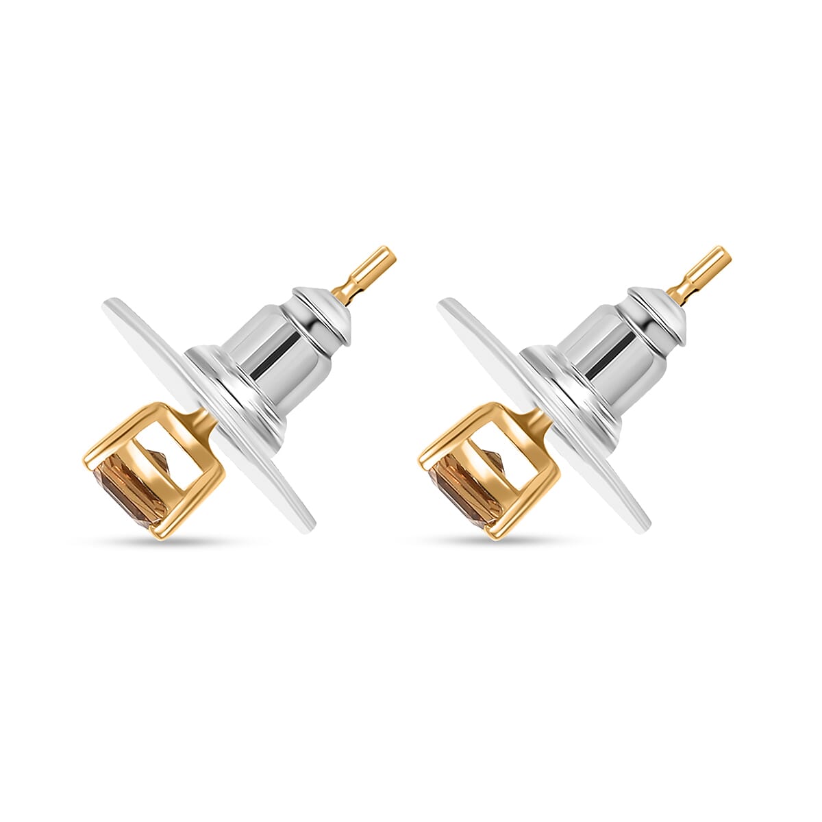 D'Joy Premium Golden Turkizite 0.80 ctw Stud Earrings in 18K Vermeil Yellow Gold Sterling Silver image number 3