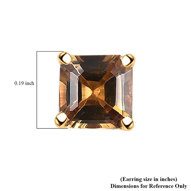 D'Joy Premium Golden Turkizite 0.80 ctw Stud Earrings in 18K Vermeil Yellow Gold Sterling Silver
