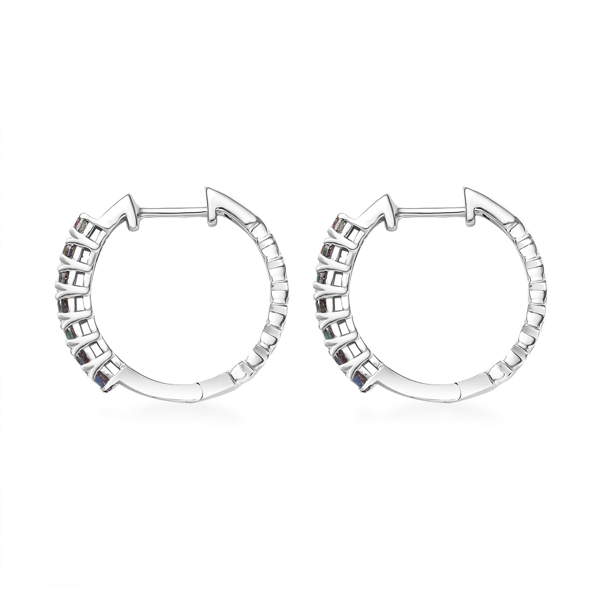 D'Joy Mystic Topaz 1.20 ctw Stars Hoop Earrings in Rhodium Over Sterling Silver image number 3
