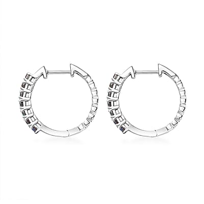 D'Joy Mystic Topaz 1.20 ctw Stars Hoop Earrings in Rhodium Over Sterling Silver