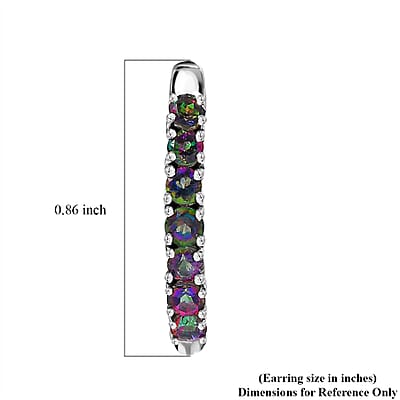 D'Joy Mystic Topaz 1.20 ctw Stars Hoop Earrings in Rhodium Over Sterling Silver