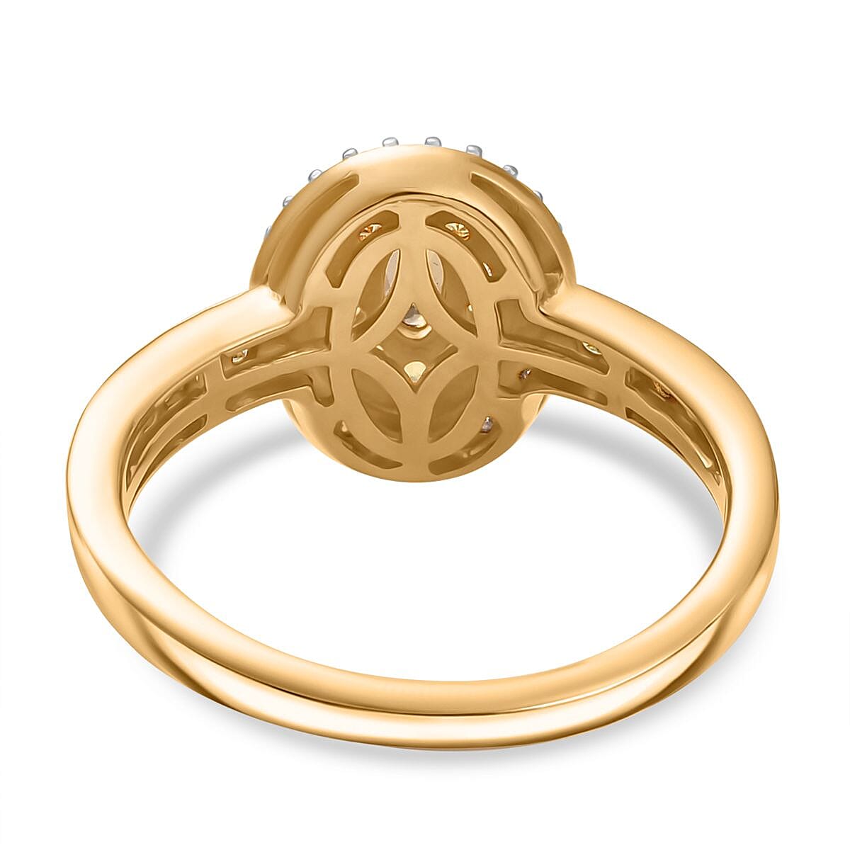 D'Joy Premium Golden Turkizite and Multi Gemstone 0.80 ctw Double Halo Ring in 18K Vermeil Yellow Gold Over Sterling Silver (Size 9.0)